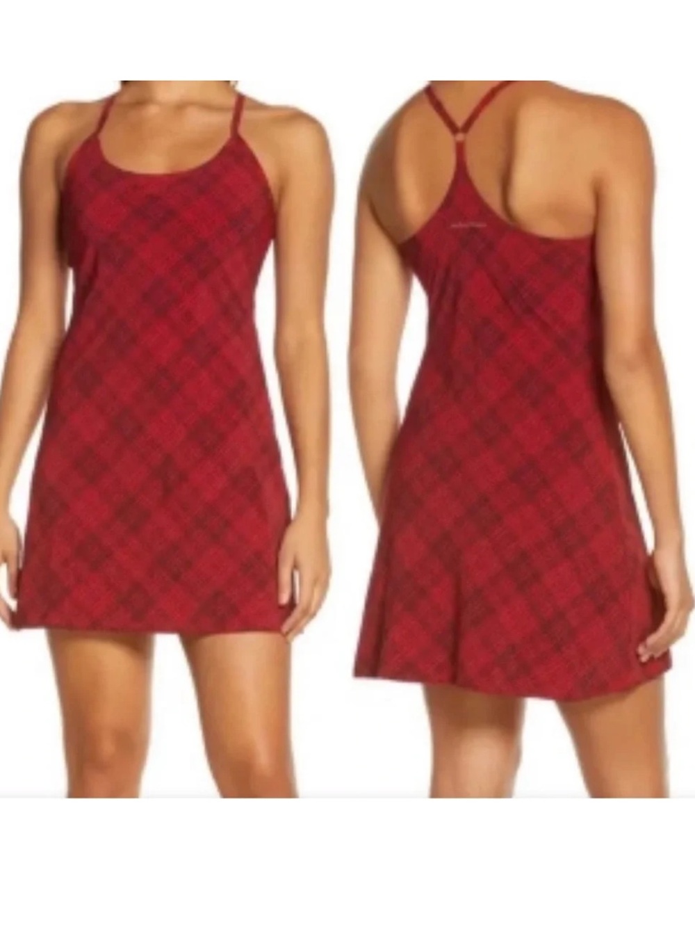 Red Plaid Racerback Slip Dress